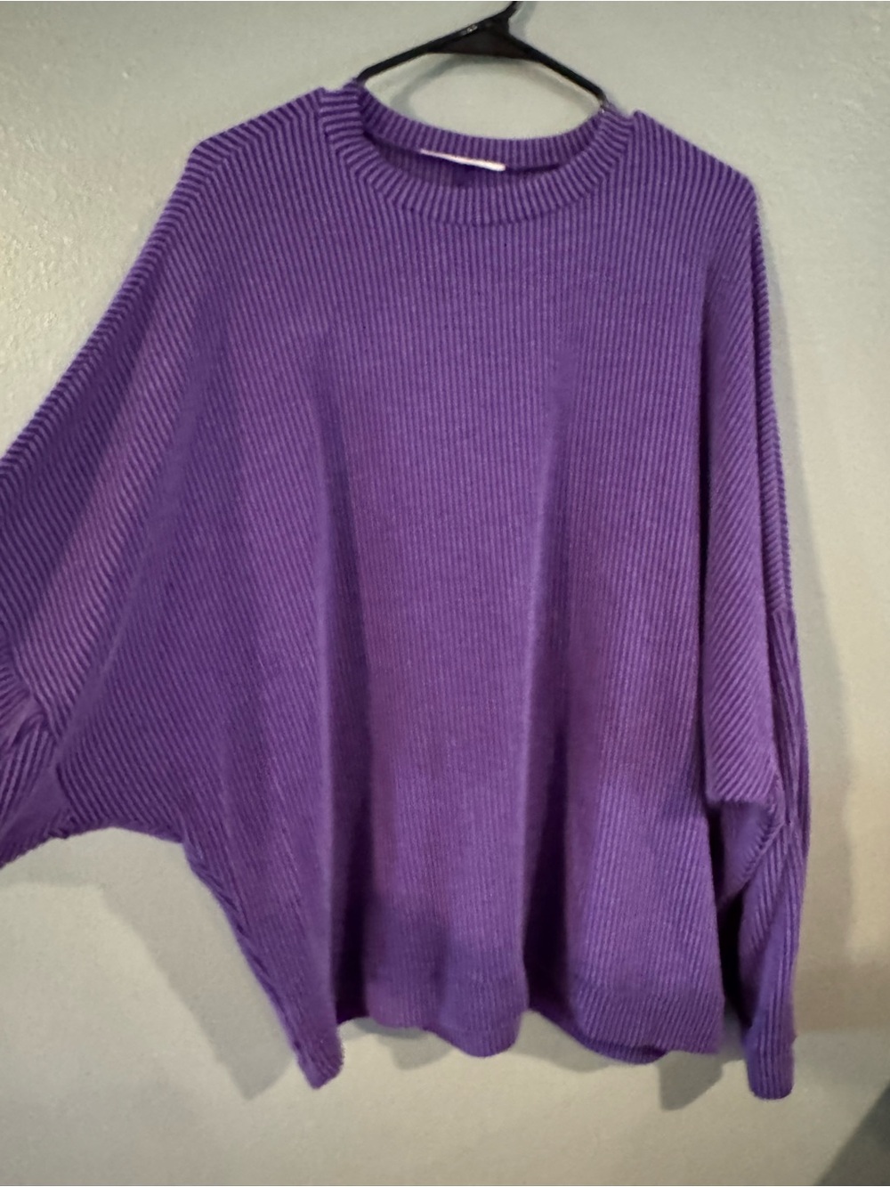 Purple Ribbed Knit Women’s Sweater